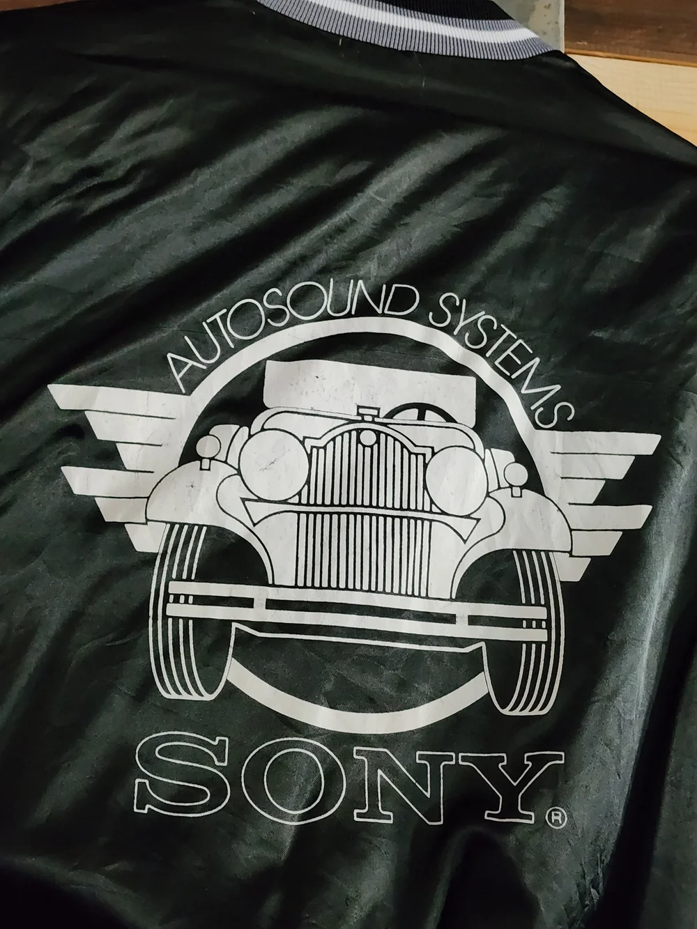 Vintage - Sony Autosound Systems Snap-Up Satin Jacket 1990s